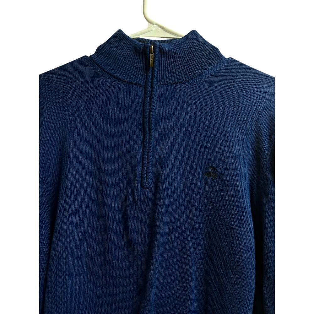 Brooks Brothers 346 Men's Quarter Zip Blue Sweater Supima Cotton Large - Picture 6 of 10